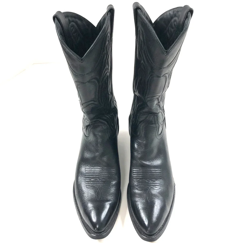 Frye Bruce Pull On Men's 13D Cowboy Western Leather Boot Black MINT 3487688